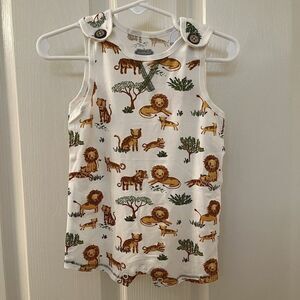 Mud Pie Bamboo Tigers and Lions Romper Boys Size 3-6 Months NWT